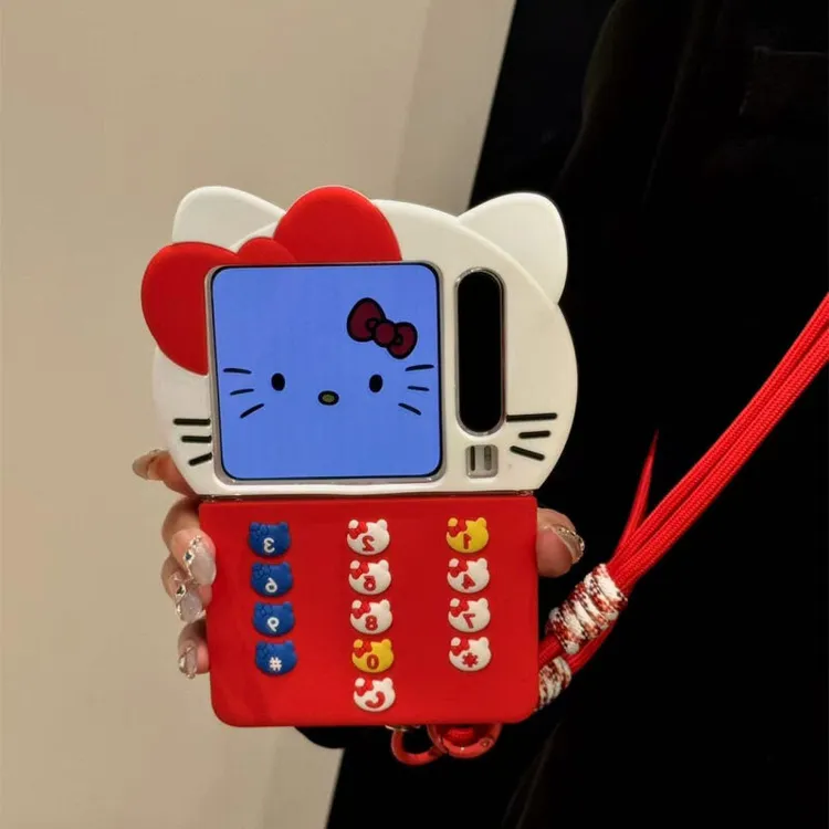 适用华为Pura X折叠屏手机壳Pocket 2立体硅胶kt猫造型三星Galxy