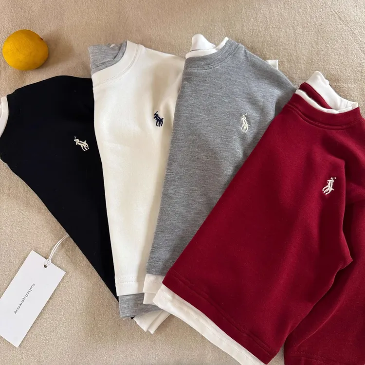 男女童纯色上衣洋气宝宝纯棉打底衫弹力儿童T恤柔软春秋2025新款