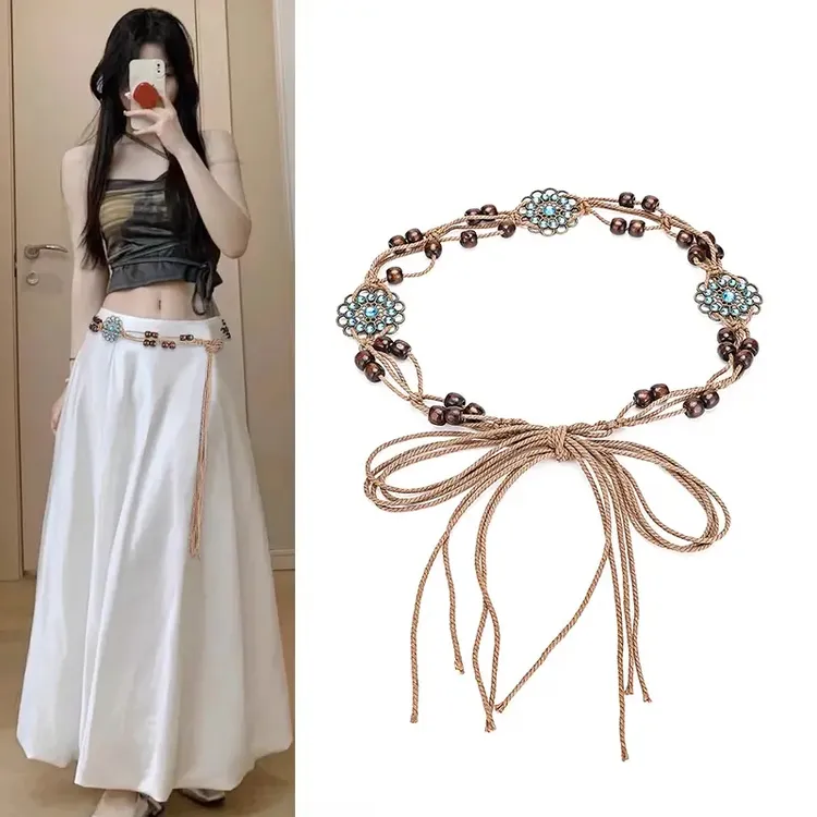 编织腰带女配裙子复古休闲民族风装饰腰链连衣裙收腰配饰A992