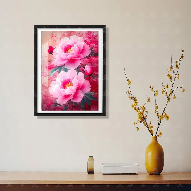 【进口棉布】十字绣爱阁粉华牡丹情现代简约新款花卉客厅手工线绣