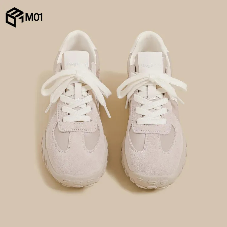 M01秋季新款厚底轮胎阿甘鞋女灰色复古增高休闲德训鞋运动老爹鞋