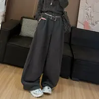 【LLU李】带腰带 秋季新款高腰显瘦休闲裤直筒宽松阔腿裤 LLU-18059