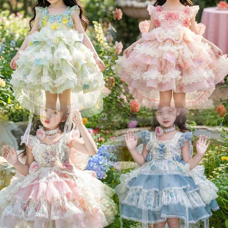 女童洛丽塔连衣裙夏季新款儿童节甜美公主裙优雅萝莉大裙摆纱裙