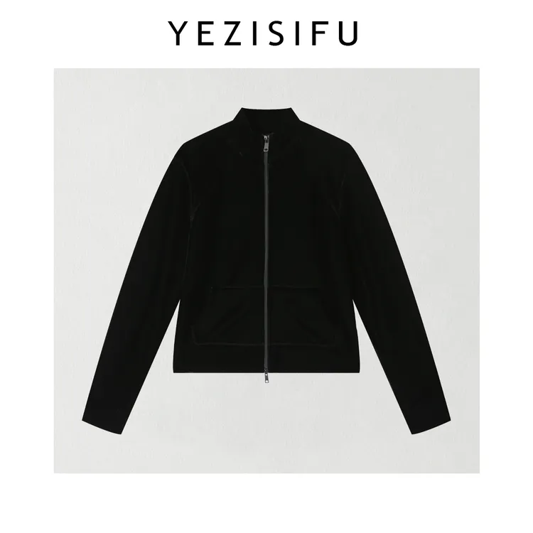 欧尼私服2025秋冬新款百搭拉链立领丝绒加绒加厚短外套2512C8636