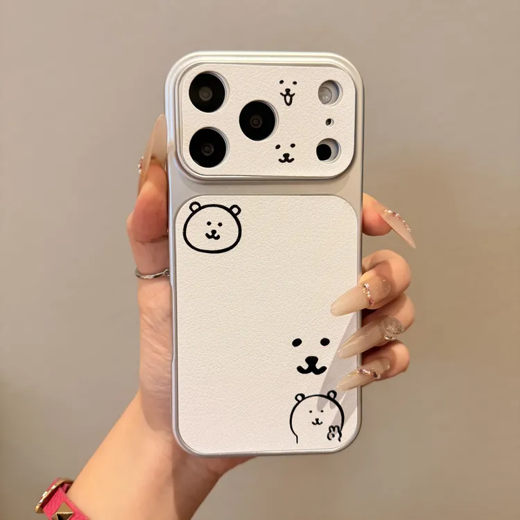 卡通简约黑色自嘲熊适用iPhone17pro/16/15手机壳简约防摔14pro