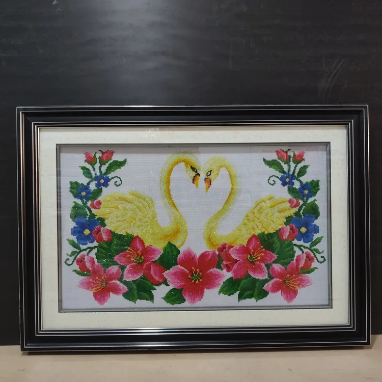 纯手工绣好的十字绣成品富贵祯祥绿孔雀客厅装饰挂画