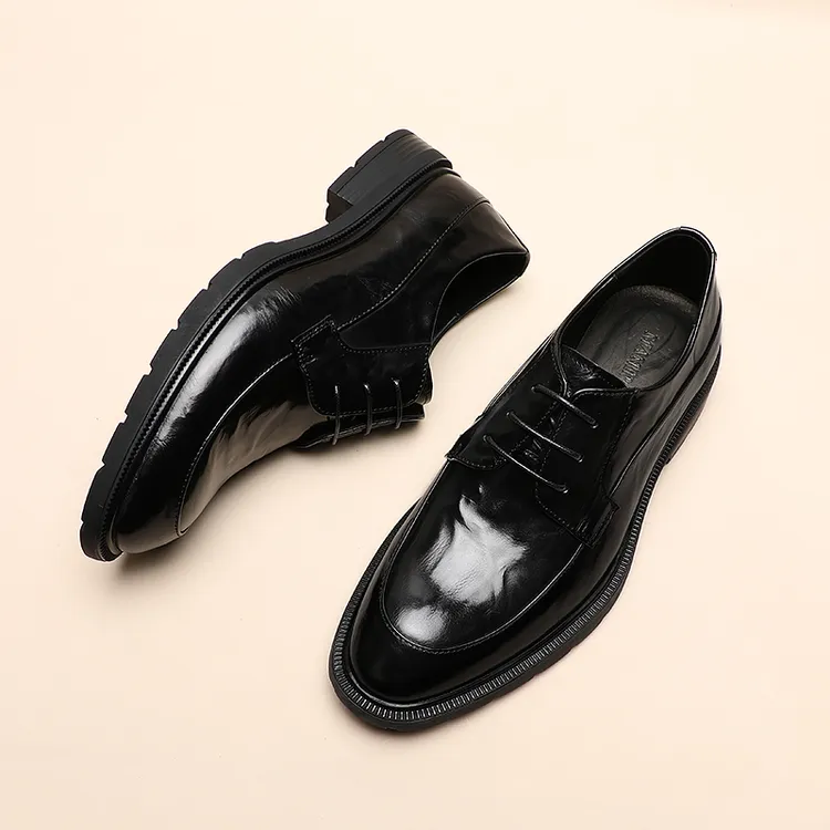 英伦风复古手抓纹牛皮德比皮鞋舒适透气软底软面时尚百搭轻奢男鞋