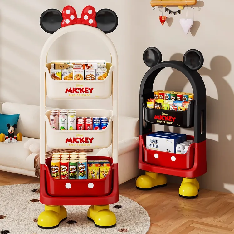 【迪士尼联名】米奇创意玩具收纳置物架落地客厅家用儿童推车收纳架