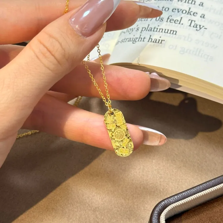 YUQINZHUBAO/钰沁珠宝 钛钢项链 金吉言碎冰冰项链女不掉色锁骨链