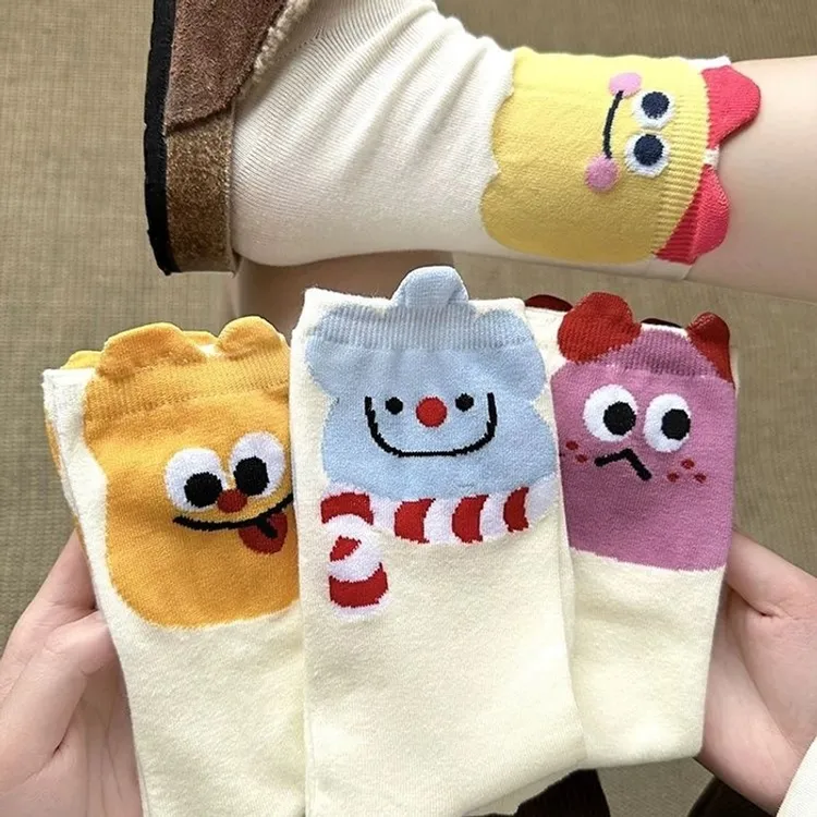 可爱袜子女春秋款中筒袜ins潮日系搞怪卡通长袜春秋季堆堆袜