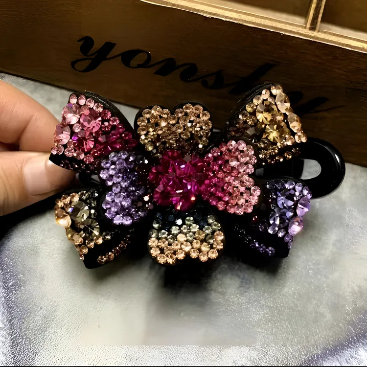 韩式花朵水钻鸭嘴夹韩版高级感气质发夹高档妈妈网红夹满钻发卡女
