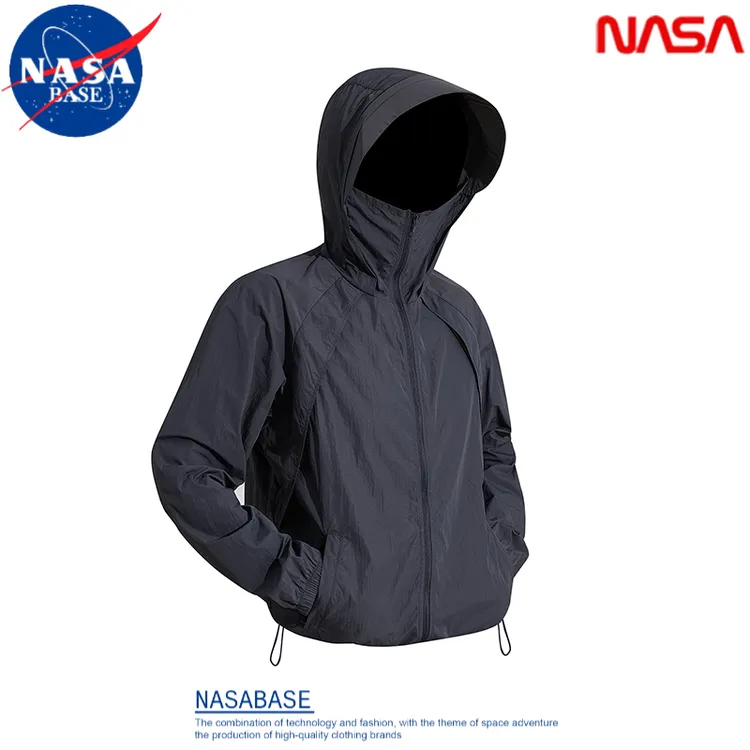 NASA联名美式冰丝透气防晒服男女同款夏季可拆卸帽防晒皮肤衣外套