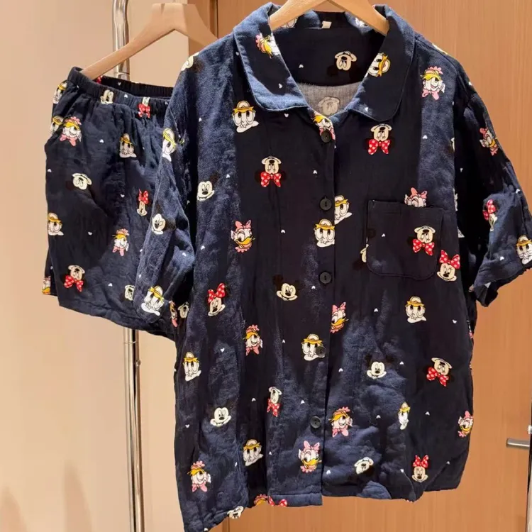 夏季新款甜美可爱卡通米奇短袖短裤睡衣女家居服套装