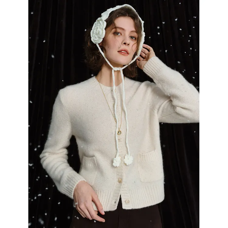 小岛微风“珠片开衫”Topline丝羊绒珠片针织开衫外套M54KS0177