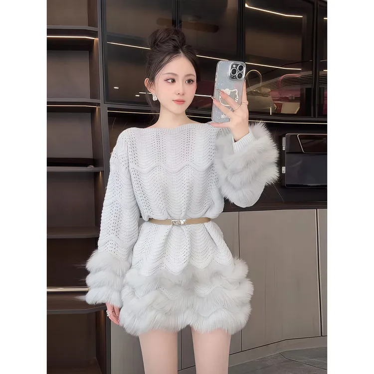 复古辣妹镂空拼接长袖针织毛衣女2025早秋新款显瘦显瘦中长款上衣