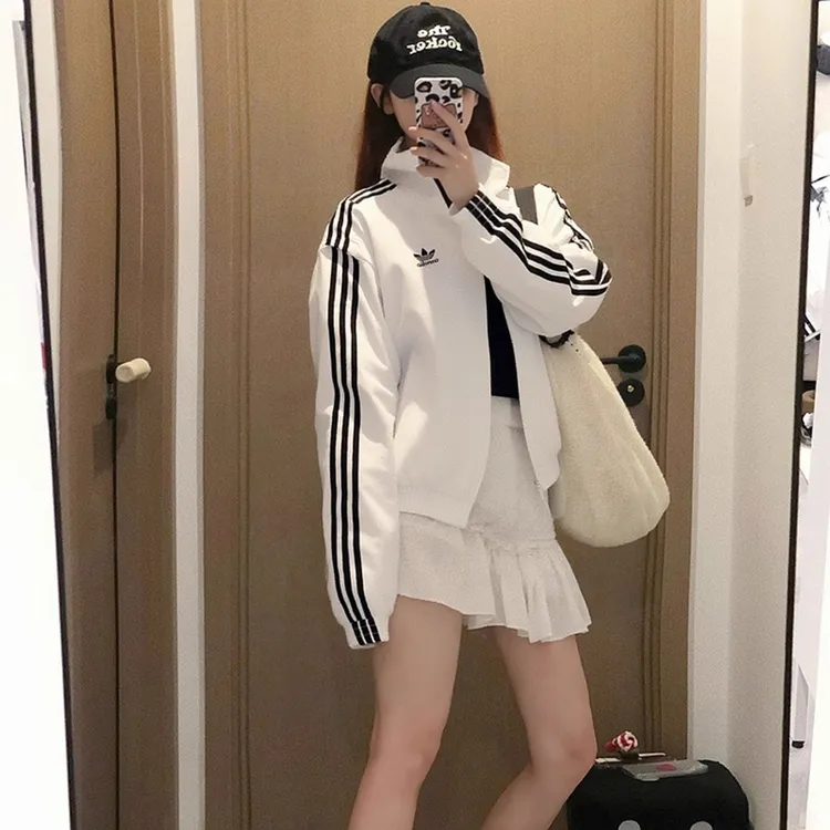 【流光风】阿迪达斯三叶草薄款外套男女复古立领运动宽松夹克JY1328