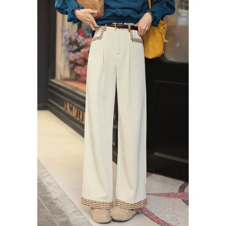 陈大器【沃土之息】港风复古灯芯绒直筒休闲高腰百搭长裤JE0708444