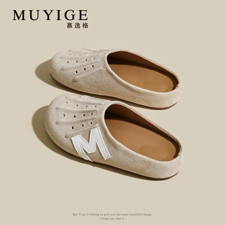 软底复古包头半拖鞋女夏外穿2025春季新款洞洞鞋一脚蹬懒人勃肯鞋