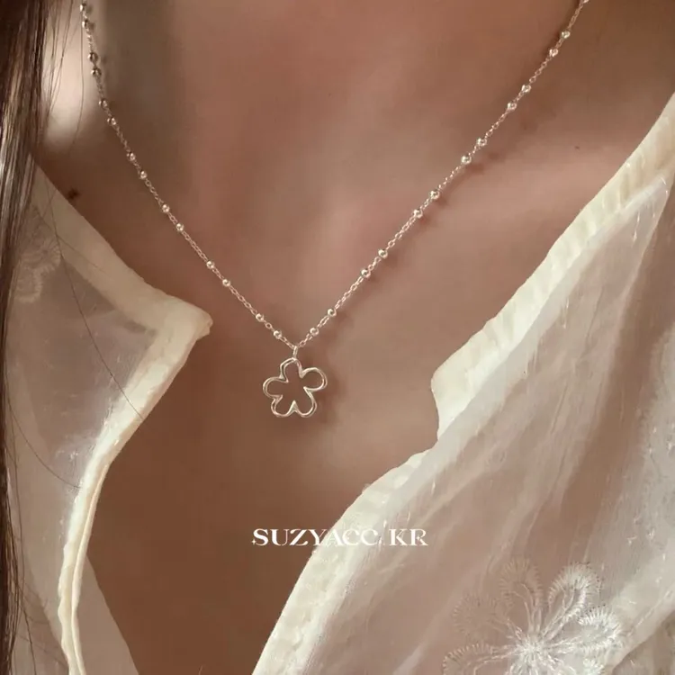 Suzyacc Kr 坠链均925银 【镂空花朵】项链气质轻奢时尚百搭DX0283