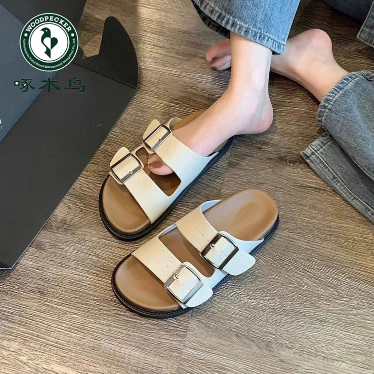 啄木鸟勃肯拖鞋女夏季外穿高级感时尚百搭一字拖博肯鞋罗马凉拖