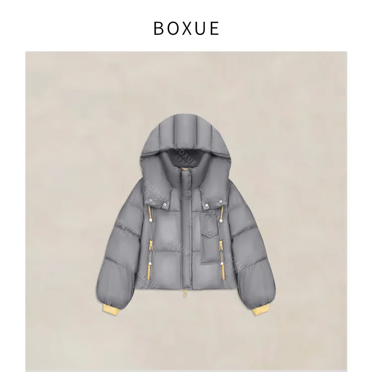 BOXUE“抗寒战士”2025秋冬90白鸭绒连帽羽绒服外套#251020YR3433