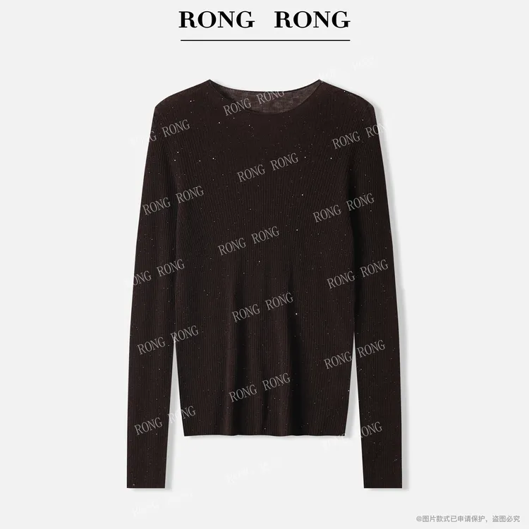 溶溶【星暖羊毛衫】RONGRONG 100水溶绵羊毛珠片恒温简约羊毛衫3107