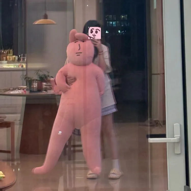 新款粉红搞怪兔子可拆洗兔子玩偶抱枕娃娃毛绒玩具生日礼物女生