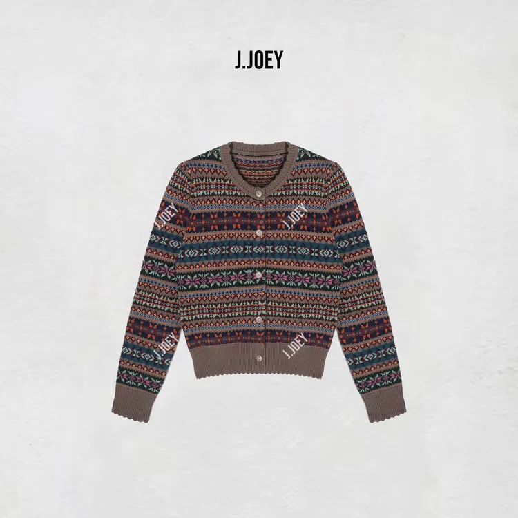 J.JOEY 百搭休闲秋冬圆领羊毛毛衣开衫 0766