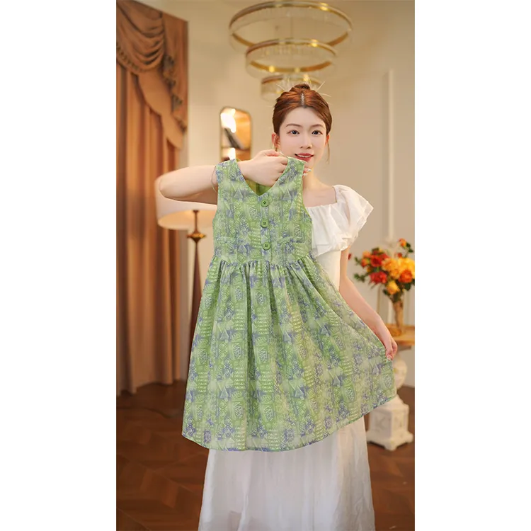 女童夏装连衣裙儿童夏季公主裙女孩无袖背心裙中大童海边度假衣服