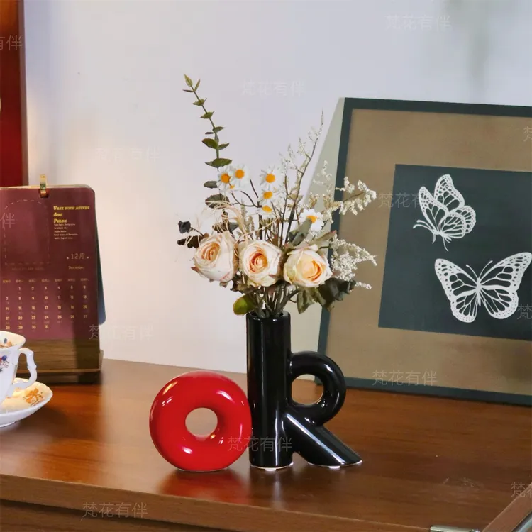 OK创意花瓶客厅餐桌书桌摆设茶几桌面床头柜办公室仿真花摆件花艺