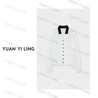 袁艺灵【法式庄园】绵羊毛醋酸翻领优雅高智上衣7032