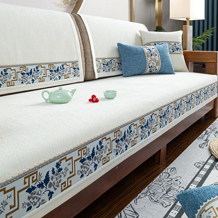 实木沙发垫中式新中式防滑坐垫子盖布四季通用高端沙发座垫套罩布