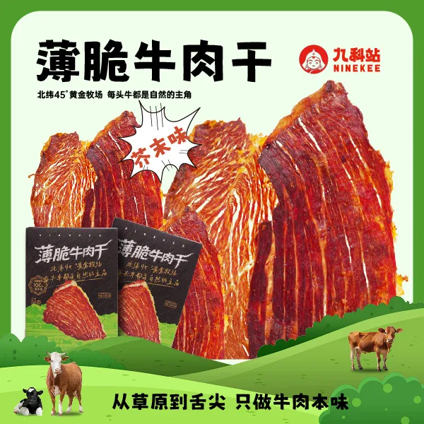  九科站薄脆牛肉干内蒙古特产解馋即食零食（芥末味）