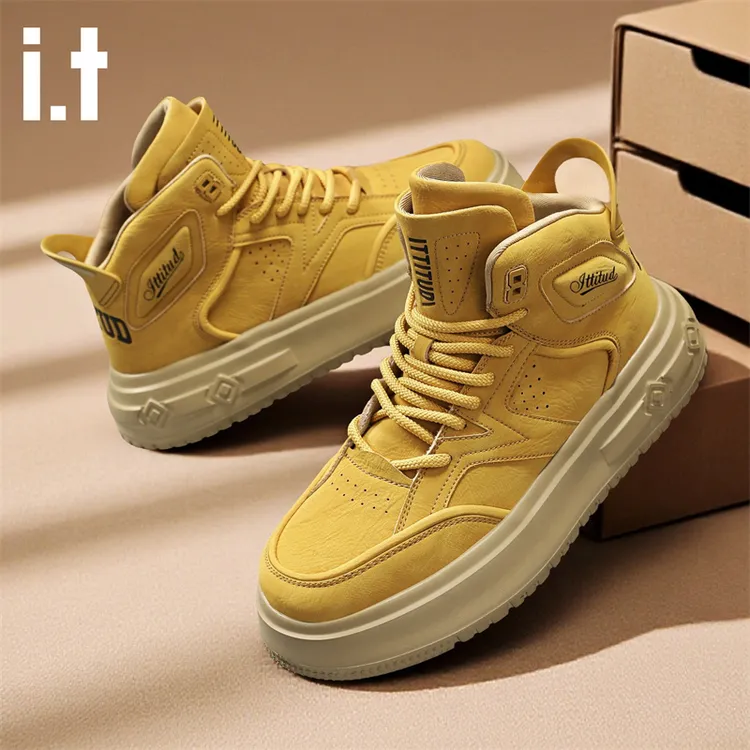 i.t ittitud高帮板鞋男款百搭秋冬季增高复古潮牌男士休闲鞋潮流