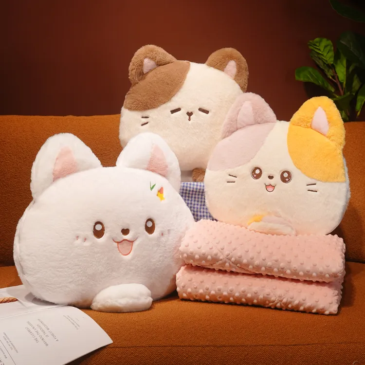 冬季空调被子二合一多功能汽车毛毯车载靠枕抱枕办公室午睡可拆洗