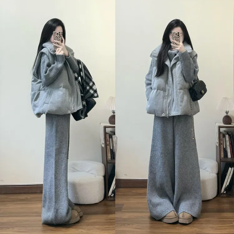 韩系超好看立领马甲女2025秋冬新款复古宽松无袖坎肩加厚棉服外套