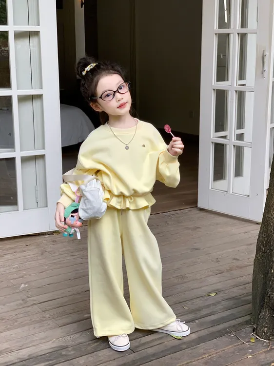 儿童韩版套装2025春秋新款中小女童宝宝洋气卫衣休闲卫裤两件套装