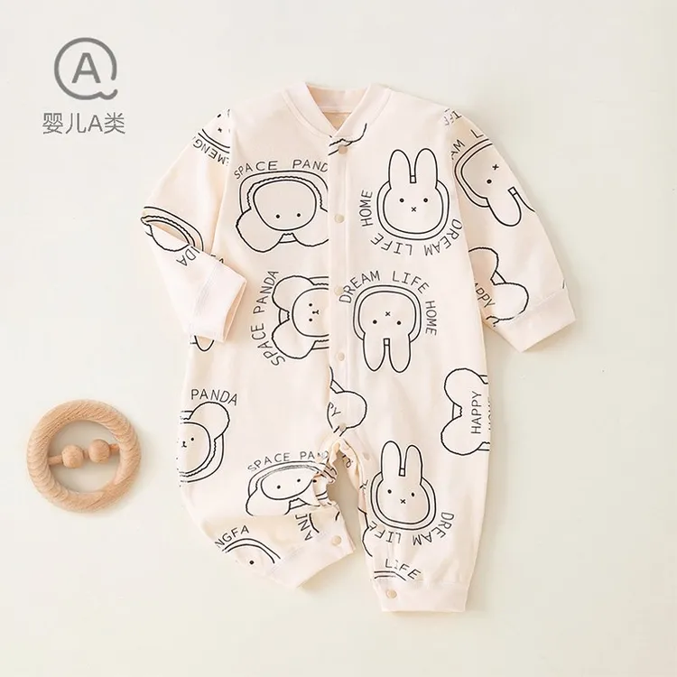 春装新款类长袖睡衣男宝女宝衣服时尚哈衣音乐小兔爬服婴儿连体衣