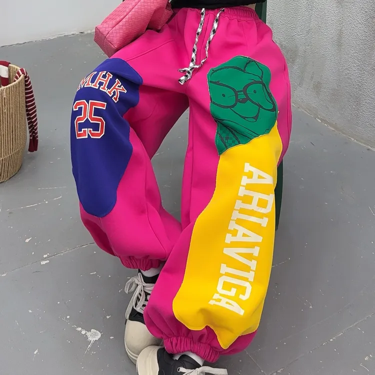 秋季棉维尼熊卡通印花个性宽松休闲嘻哈运动裤