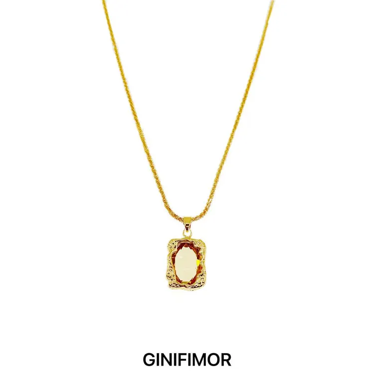 GINIFIMOR 铜项链 a615 法式复古几何吊坠项链简约秋冬百搭毛衣链