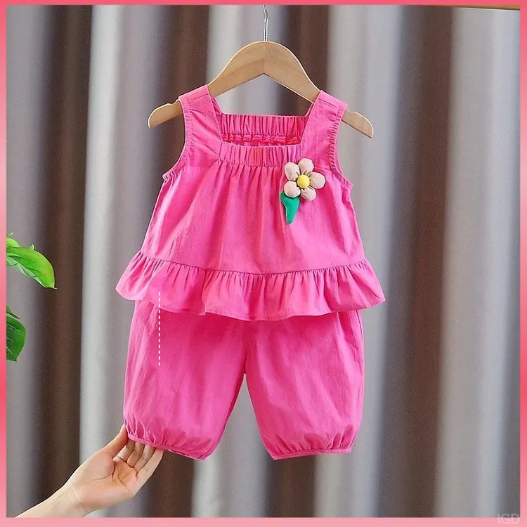 潮款女宝宝短袖套装女小童夏装套装女童夏季短袖套装女童套装2025