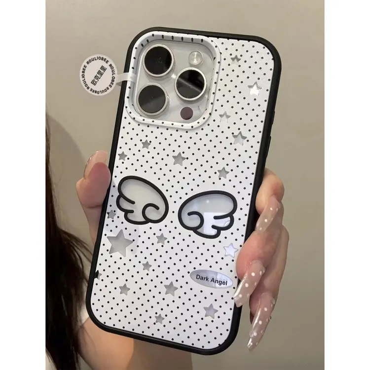 BANCA波点翅膀适用苹果16/17promax亚克力手机壳iPhone15/14/13/1