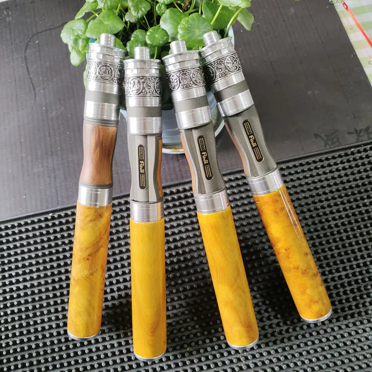 黄金樟木冰钓竿手把实木冰钓竿暖棚冰钓冬钓鱼竿精雕金属6mm插口