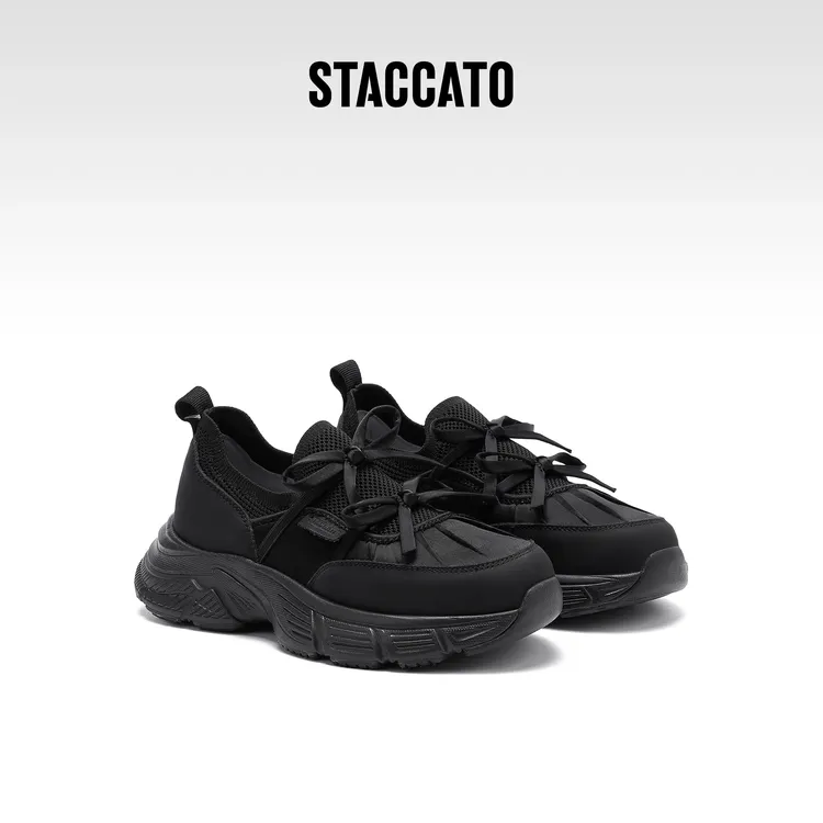 StaccatoKids思加图童鞋蝴蝶结2025新款厚底增高运动老爹鞋S50073