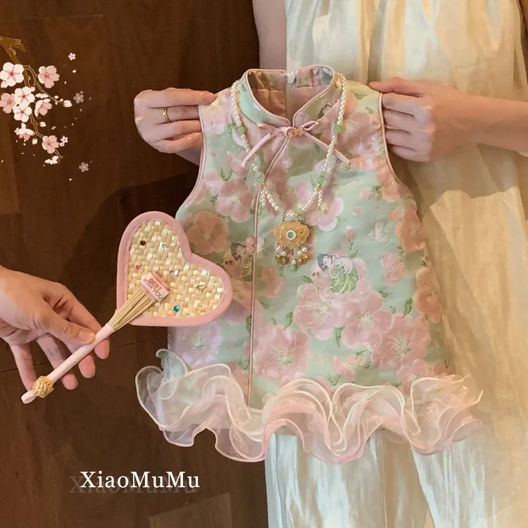 小沐沐女童国风连衣裙秋冬2025新款周岁礼服小童女宝宝汉服公主裙