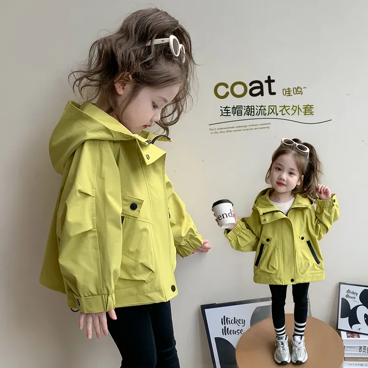 女童外套洋气儿童连帽冲锋衣防风宝宝上衣开衫女孩春秋装2025新款