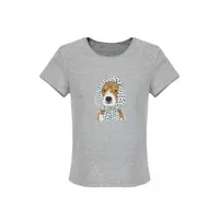 TY/-夏季俏皮感波点围巾小狗印花花边短袖t恤女新款上衣*Zx 0603