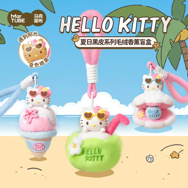 Hellokitty夏日黑皮系列潮流盲盒变色温变挂件车挂手办商品图