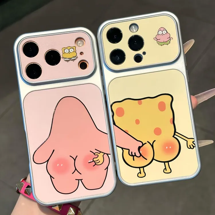 情侣搞怪海绵宝宝手机壳适用苹果17iPhone16华为小米oppo卡通防摔