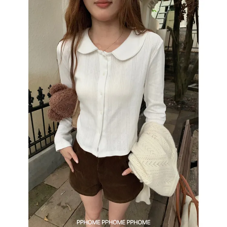 娃娃衫打底 miu系娃娃领甜美小衫打底内搭长袖上衣女